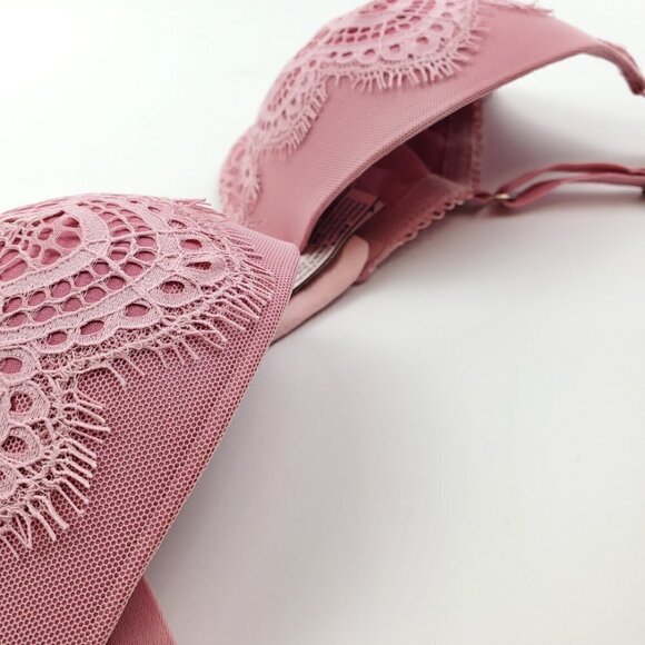 Victoria's Secret 34D Bra Dream Angels Push Up Lace Underwire Lingerie Rose Pink - Picture 6 of 16